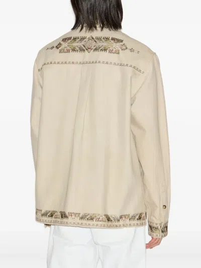 Isabel Marant Beaded Long Sleeve Jacket With Patch Pocket In Gold