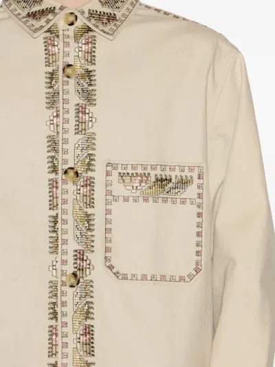 Isabel Marant Beaded Long Sleeve Jacket With Patch Pocket In Gold