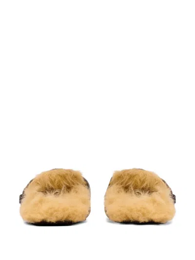Balmain Anthem Leopard Print Ponyskin Leather And Faux Fur Mules In Brown