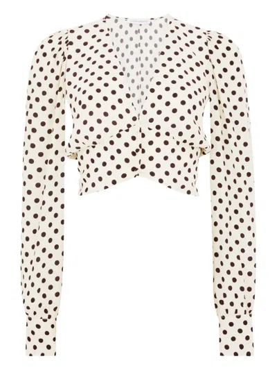 Mar De Margaritas White Top Shirt With Black Polka Dots In Multi