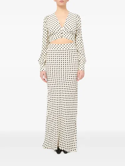 Mar De Margaritas White Top Shirt With Black Polka Dots In Multi