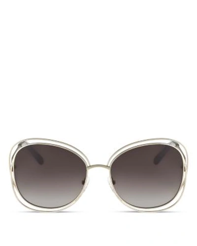 Shop Chloé Carlina Oversized Sunglasses, 60mm In Gold/light Gray