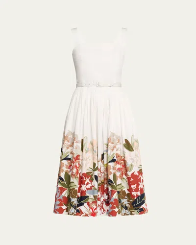 Adam Lippes Hoban Printed Cotton Poplin Midi Dress In White