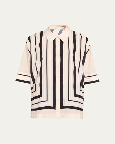 Simkhai Stripe Bowman Oversized Shirt In Pink