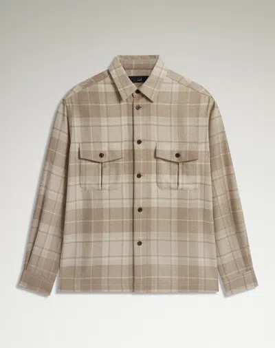 Dunhill Mens Natural Checked Flap-pocket Cashmere Overshirt In Multi