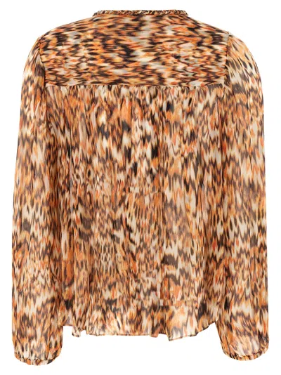 Isabel Marant Orange Ametissa Printed Cotton Top In Brown