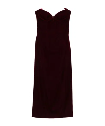 Mugler Strapless Velvet Sweetheart Maxi Dress In Burgundy