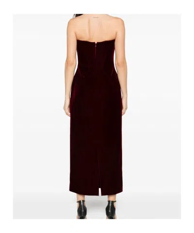 Mugler Strapless Velvet Sweetheart Maxi Dress In Burgundy