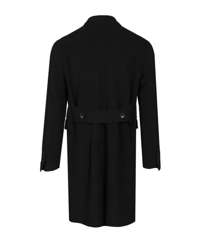 Tagliatore Blue London Double-breasted Coat In Black