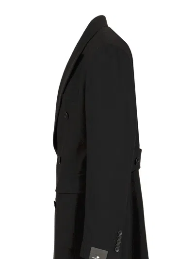 Tagliatore Blue London Double-breasted Coat In Black