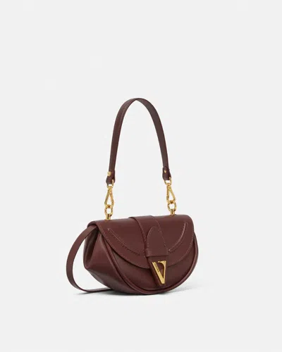 Versace Virtus Small Leather Shoulder Bag In Burgundy