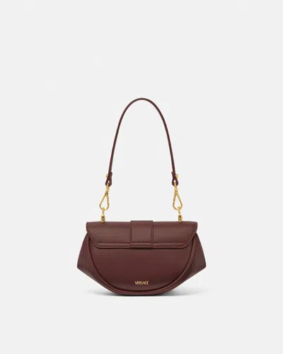 Versace Virtus Small Leather Shoulder Bag In Burgundy