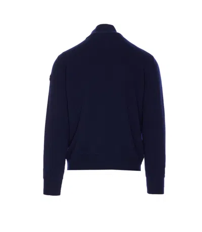 Moncler Grenoble Logo Embroidered Zip-up Sweatshirt In Blue