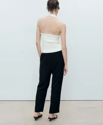 Mango Flowy Drawstring Pants In Black