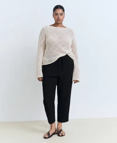 Mango Flowy Drawstring Pants In Black