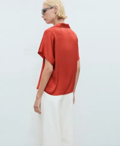 Mango Women's Short Sleeve Fluid Shirt In Red