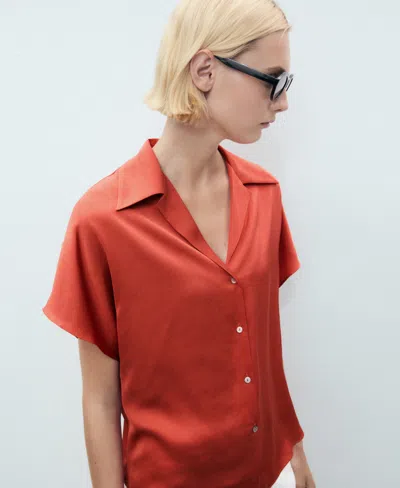 Mango Women's Short Sleeve Fluid Shirt In Red
