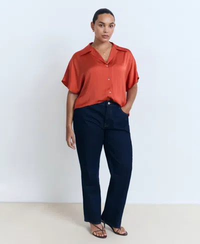 Mango Women's Short Sleeve Fluid Shirt In Red