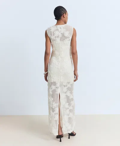 Mango Floral Crochet Dress Ecru In White
