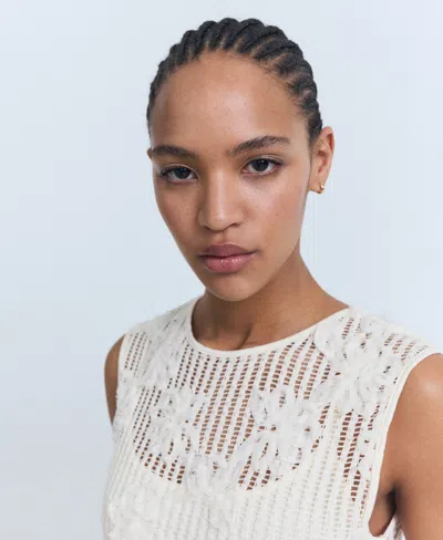 Mango Floral Crochet Dress Ecru In White