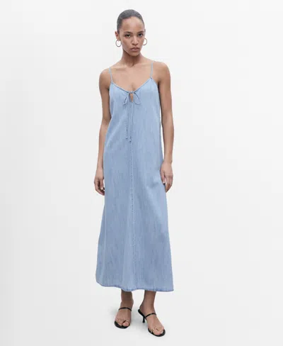 Mango Women's Strappy Denim Dress In Blue