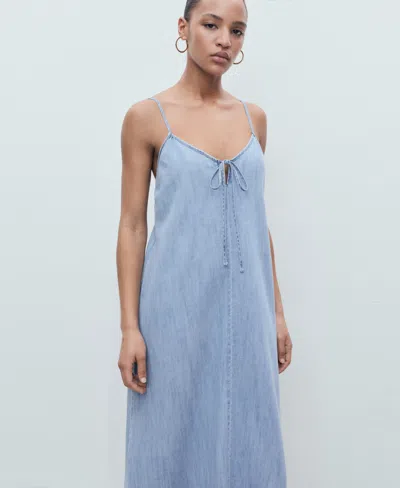 Mango Women's Strappy Denim Dress In Blue