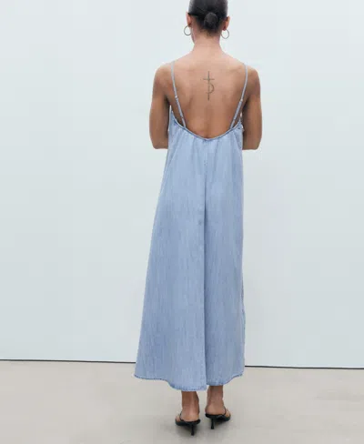 Mango Women's Strappy Denim Dress In Blue