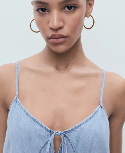 Mango Women's Strappy Denim Dress In Blue