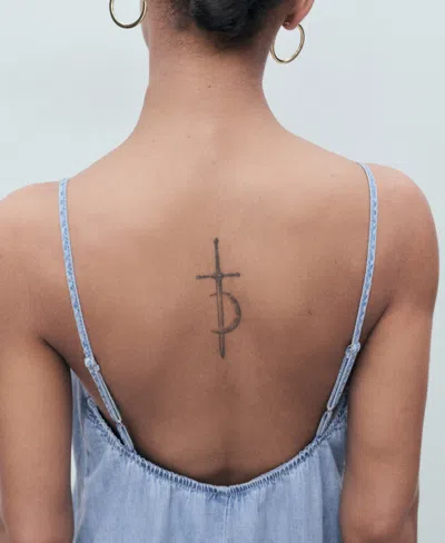 Mango Women's Strappy Denim Dress In Blue