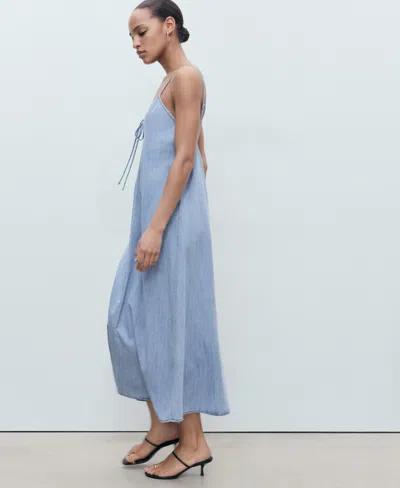 Mango Women's Strappy Denim Dress In Blue