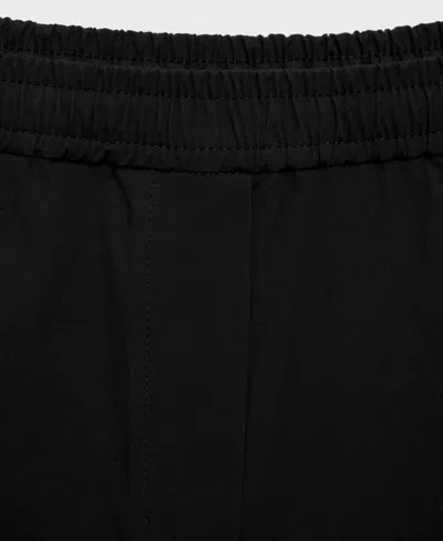 Mango Pull-on Stretch Cotton Pants In Black