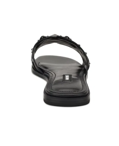 Nine West Women's Griyen Studded Flat Slide Sandals In Black