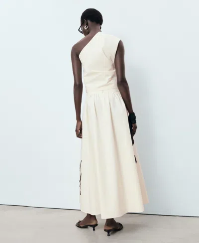 Mango Jupe Brodée Coton Blanc Cassé - Femme - 42 -  In White