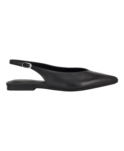 Calvin Klein Galiana Slingback Pointed Toe Flat In Black
