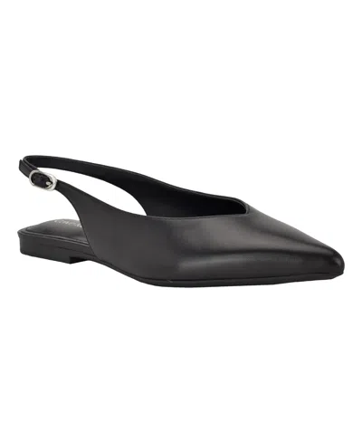 Calvin Klein Galiana Slingback Pointed Toe Flat In Black