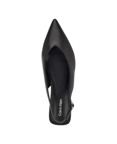 Calvin Klein Galiana Slingback Pointed Toe Flat In Black