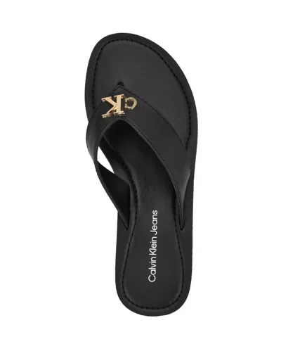 Calvin Klein Women's Jaimze Logo Thong Sandals In Black