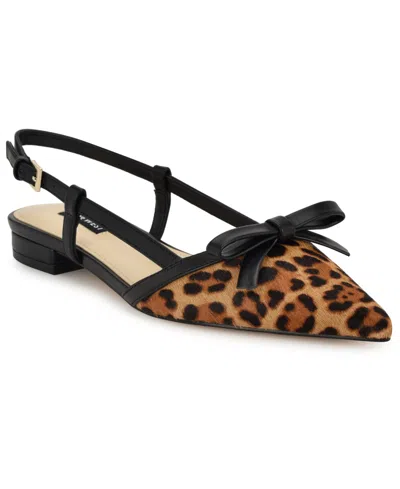 Nine West Women's Grean Pointy Toe Slingback Flats In Brown