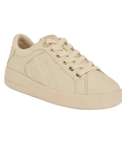 Guess Women's Ronii Quattro G Peony Jacquard Lace-up Sneakers In Nude