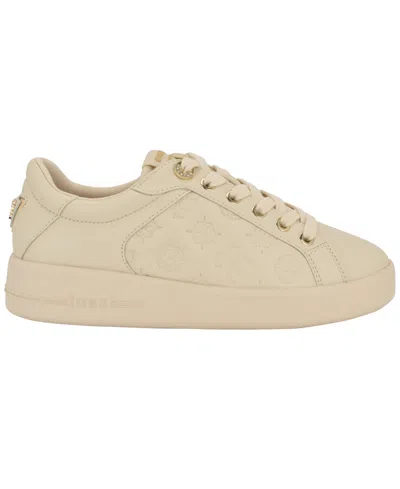 Guess Women's Ronii Quattro G Peony Jacquard Lace-up Sneakers In Nude