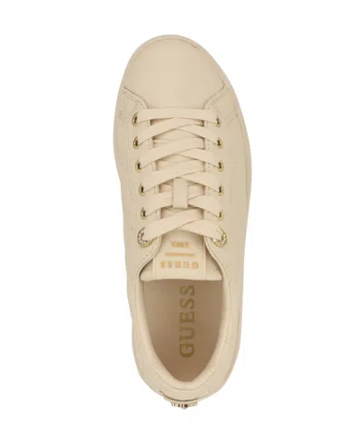 Guess Women's Ronii Quattro G Peony Jacquard Lace-up Sneakers In Nude