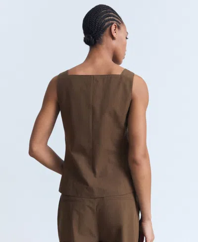 Mango Cotton Suit Waistcoat Brown In Brown