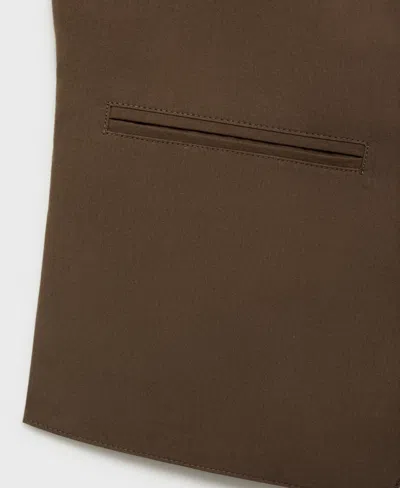 Mango Cotton Suit Waistcoat Brown In Brown
