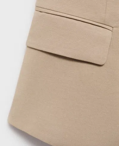 Mango Cotton Mix Tailored Halter Waistcoat Co-ord In Brown