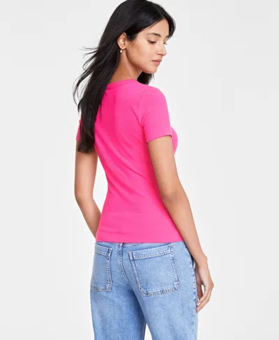 On 34th Women's Ribbed T-shirt, Xxs-4x, Created For Macy's In Pink