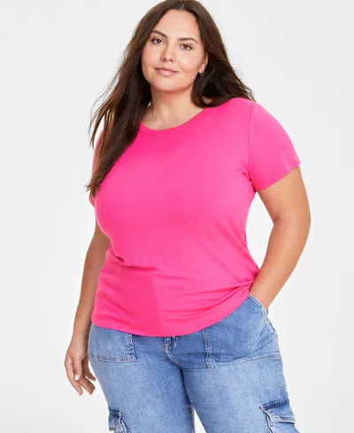 On 34th Women's Ribbed T-shirt, Xxs-4x, Created For Macy's In Pink