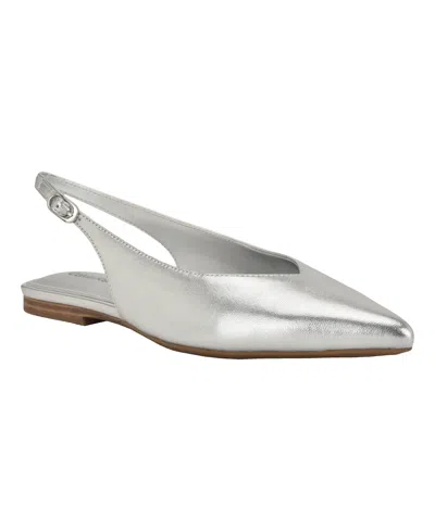 Calvin Klein Women's Galiana Pointy Toe Slingback Flats In Silver