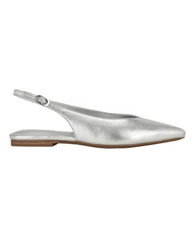 Calvin Klein Women's Galiana Pointy Toe Slingback Flats In Silver