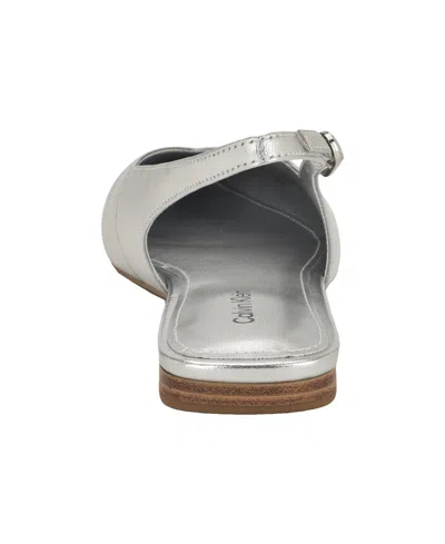 Calvin Klein Women's Galiana Pointy Toe Slingback Flats In Silver