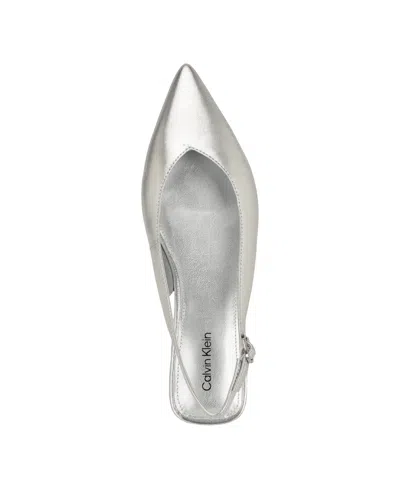 Calvin Klein Women's Galiana Pointy Toe Slingback Flats In Silver